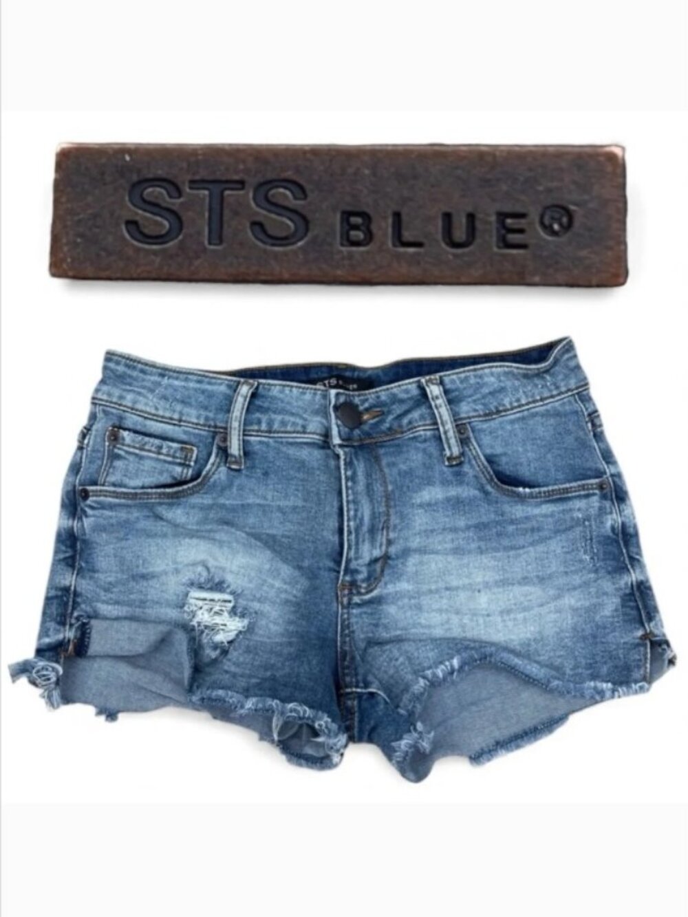 STS Blue Distressed Denim Cutoff Shorts Women's 25 Raw Hem Boho Beach